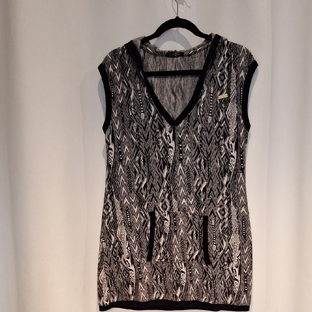 COOGI Black and White Geometric Women's Tunic Dress/top